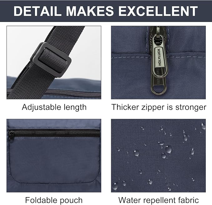 HOLYLUCK Foldable Travel Duffel Bag For Women & Men Luggage Great for Gym (Navy Blue) - Image 4