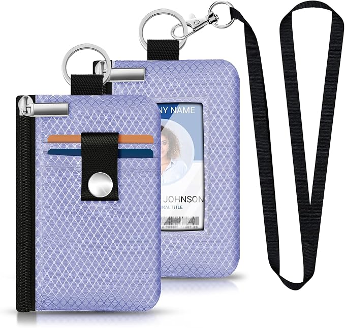 Minimalist RFID Blocking Small Wallet with ID Window,WaterResistant Zip Id Case Wallet with Lanyard Keychain for Cards,Cash,Travel,Women,Men (Lavender Purple) - Image 6