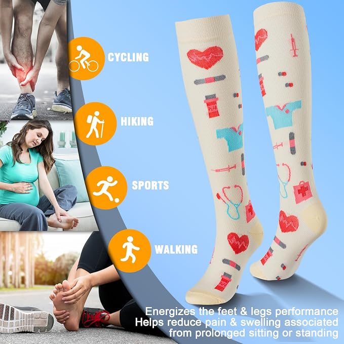 cerpite Compression Socks for Women & Men 6 Pairs Knee High Compression Socks 20-30 mmhg Best for Running,Nurse,Travel - Image 7
