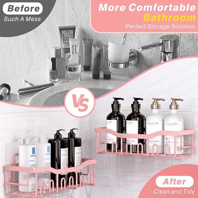 EUDELE 5-Pack Rustproof Stainless Steel Shower Caddy – No Drill Adhesive Bathroom Organizer with Large Capacity, Spacious Shower Shelves for Inside Shower, Kitchen & Home Decor Storage-XL Size - Image 2