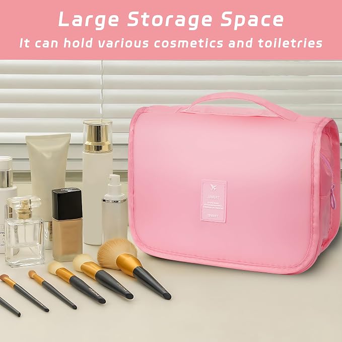 Toiletry Bag Travel Bag with Hanging Hook for Women and Men,Pink | Waterproof Small Capacity Hanging Multifunctional Makeup Bag for Toiletries, Portable Cosmetic Bag Travel Organizer - Image 6