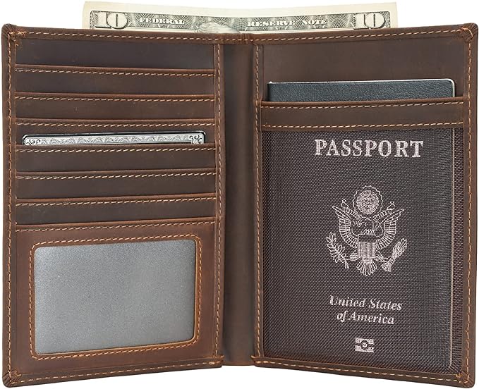 Polare Luxury RFID Blocking Leather Passport Holder Travel Wallet For Men and Women (Dark Brown) by polareoriginal