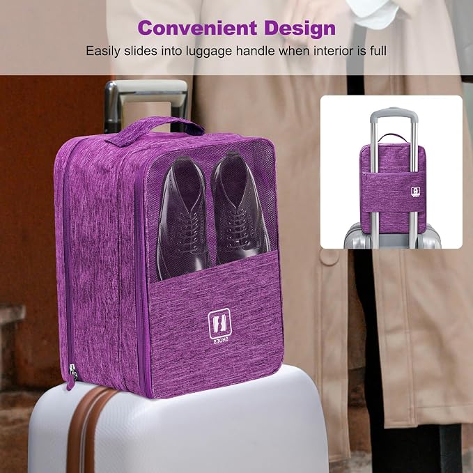 Shoe Bags for Travel,Holds 3 Pairs of Shoes,for Travel&Daily Use | Large Capacity Shoe Travel Bag,Golf Shoe Bag,Portable Dance Shoe Storage Pouch,Sneaker Storage Bag(Purple) - Image 4