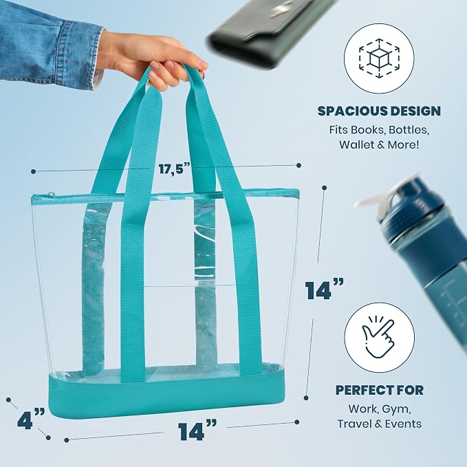 Handy Laundry Clear Tote Bag - Zipper Closure, Long Shoulder Strap, Fabric Trimming. - Image 2
