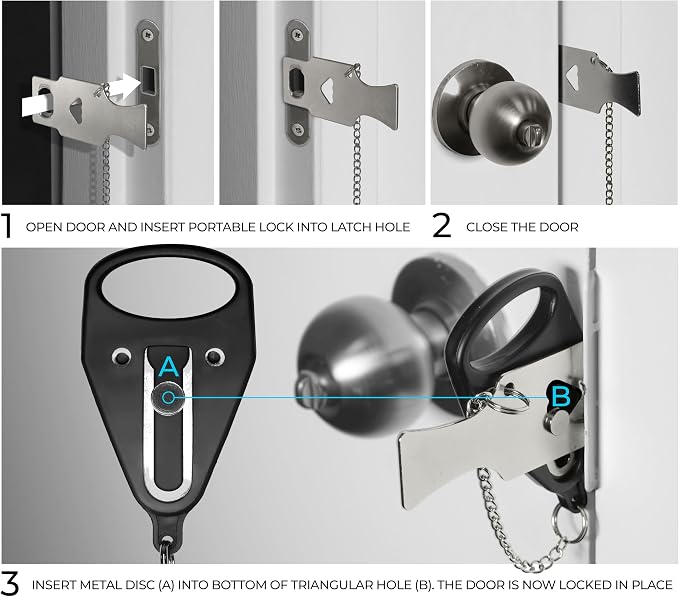 VViViD Portable Door Lock for Extra Protection and Privacy in Hotels, Motels, Apartment and Home, Perfect for Traveling - Image 2