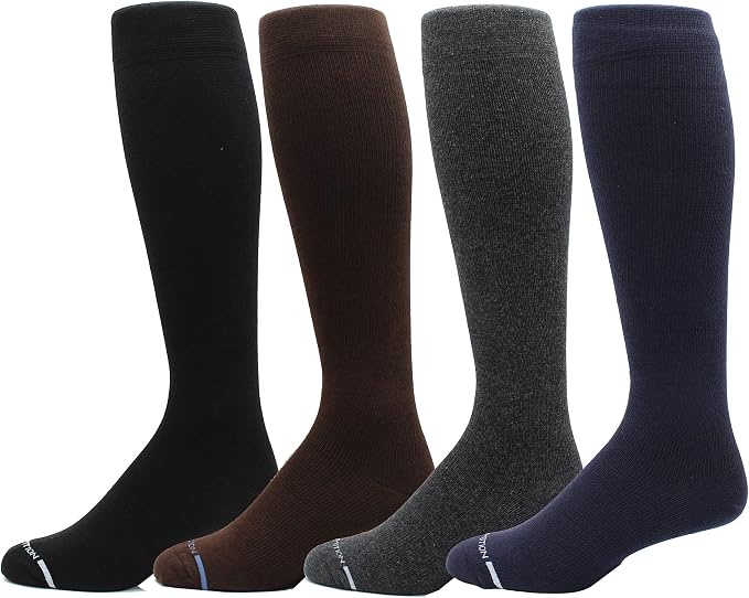 Dr. Motion 4 Pairs Men's Athletic Traveler Graduated Compression Knee High Socks by Dr.+Motion