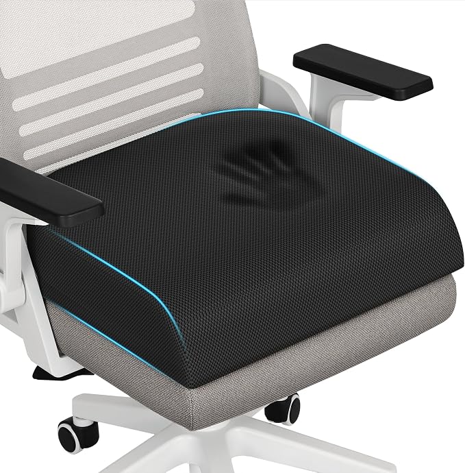 TranquilRelax 2XL Memory Foam Seat Cushion for Office Chair, Black | Medium-firm Support for Long Sitting, Washable Mesh Cover, Non-slip Base, Perfect for Car Seats & Short Drivers by Unknown