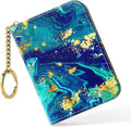 Nipichsha Women's Slim Leather RFID Wallet, Ocean Marble, 4.33 x 3.15 in | Leather Card Holder Wallet, Credit Card Wallet Organizer, Business Card Case with Zipper & Keychain, 12-Slot Compartment by Nipichsha