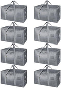 BALEINE 8-Pack Oversized Moving Bags with Reinforced Handles, Heavy-Duty Storage Tote for Clothes, Moving Supplies (Winter Grey, 8-Pack) by BALEINE