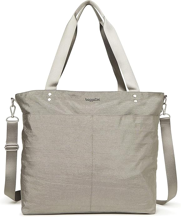 Baggallini Carryall Tote - Lightweight Nylon Zipper Top Weekender Travel Beach Bag w/Luggage Sleeve by baggallini