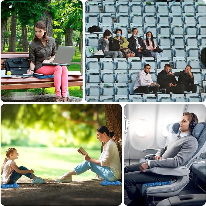Inflatable Seat Cushion Lightweight Airplane Seat Cushion | Stadium Seat Travel Cushion for Climbing Hiking Office Airplane - Image 7