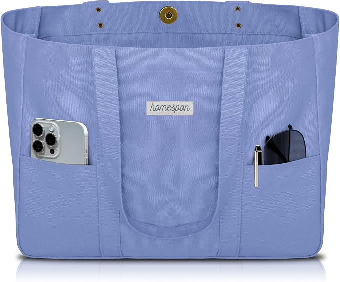HOMESPON Large Canvas Tote Bag, Magnetic Work Laptop Pack for Women | Everything Bag, Multi Pockets, Internal Laptop Sleeve by HOMESPON