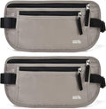 Unisex Money Belt For Men and Women, Slim Passport Holder RFID Blocking Travel Essentials Pouch with Adjustable Strap Small Waist Pouch for Workout Running Travelling Hiking, Light Grey 2 Pack by paissit
