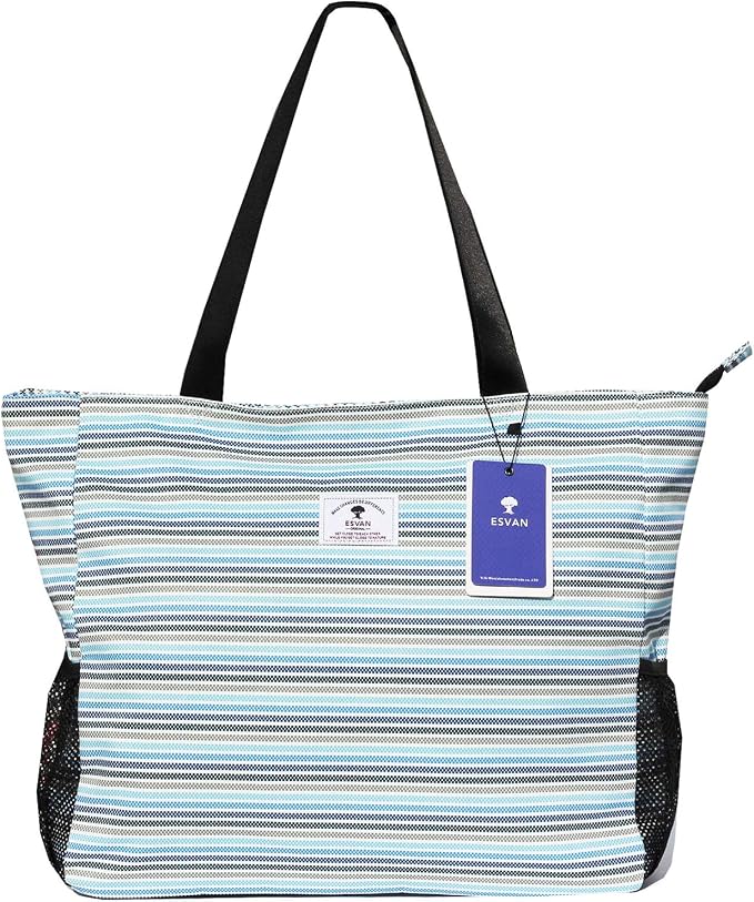 ESVAN LARGE BEACH BAG Water Resistant Lightweight 20 inch Women Oversize Tote Bag for Gym Beach Travel Pool Yoga Nurse - Image 5