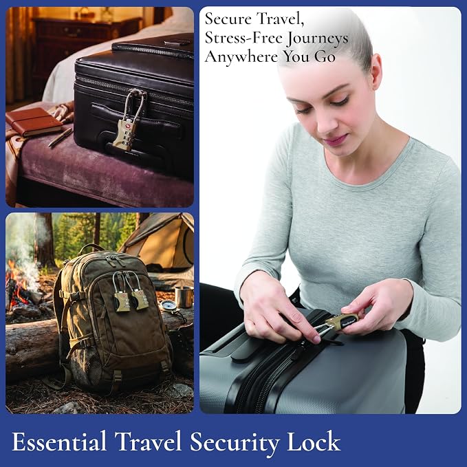 Brookstone Cable Luggage Locks, 2 Pack, TSA Approved, Resettable | 3-Digit Combination Lets You Set Your Own Code, Slim Design Threads Through Zippers or Straps, Great for Bags - Image 5