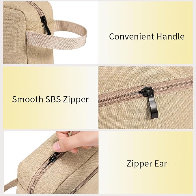 Travel Toiletry Bag for Men & Women, Hanging Cosmetic Organizer | Water-Resistant Fabric, Sturdy Handle, Lightweight Dopp Kit – Bathroom Toiletries, Makeup, Shaving, Grooming & Accessories - Image 6
