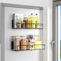 Mystozer 2 Pack Magnetic Spice Rack Organizer,Space Saver for Refrigerator and Microwave Oven, Magnetical Fridge Shelf for Jars,Seaoning,tins and Utensils (Black) by Mystozer