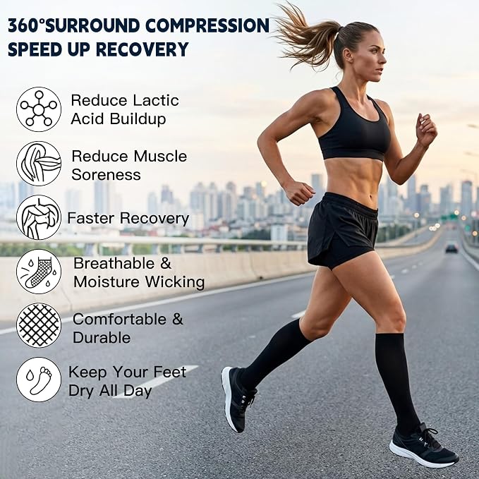 7 Pairs Copper Compression Socks for Men Women 20-30 mmHg Knee High Socks | S/M to XXL Fit, Copper Fiber, Graduated Compression, Circulation Support, Moisture Wicking, Tired Legs & Swelling Relief - Image 5