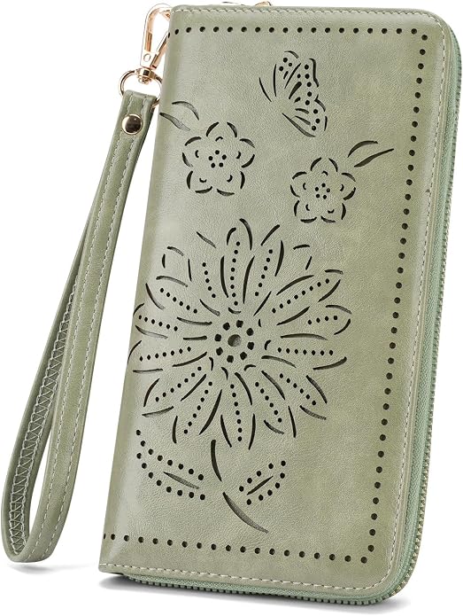 RFID Wallet Women Large Capacity Sunflower Wristlet Wallets for Women Clutch Ladies Cell Phone Purse by HAYRVANE