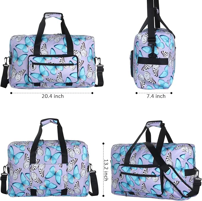 F.FETIVIN Weekender Bag Carry On Travel Duffle Medium Overnight Bag for Women(Butterfly) - Image 2