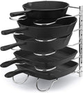 CAXXA Heavy Duty Pan Rack, Pot Lid Rack, Kitchen Cabinet Pantry Cookware Organizer Rack Holder with 5 Adjustable Dividers, Chrome by CAXXADIRECT