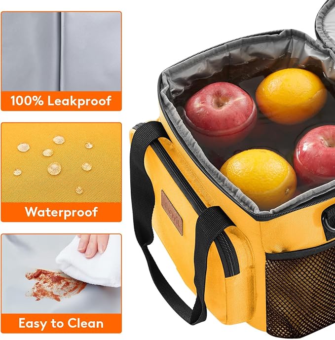 Lifewit Medium Lunch Bag, Insulated Lunch Box, Soft Cooler Cooling Tote for Adult Men Women, Orange 12-Can (9L) - Image 5