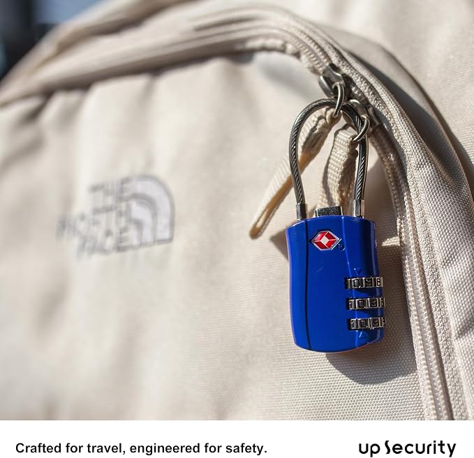 TSA Locks for Luggage, Small Padlock Combination with Cable, Luggage Locks TSA Approved, Combo Padlock with Code, for Travel Suitcase, Gym Locker, Gun Case, Backpack Zipper (Black+Blue) - Image 7