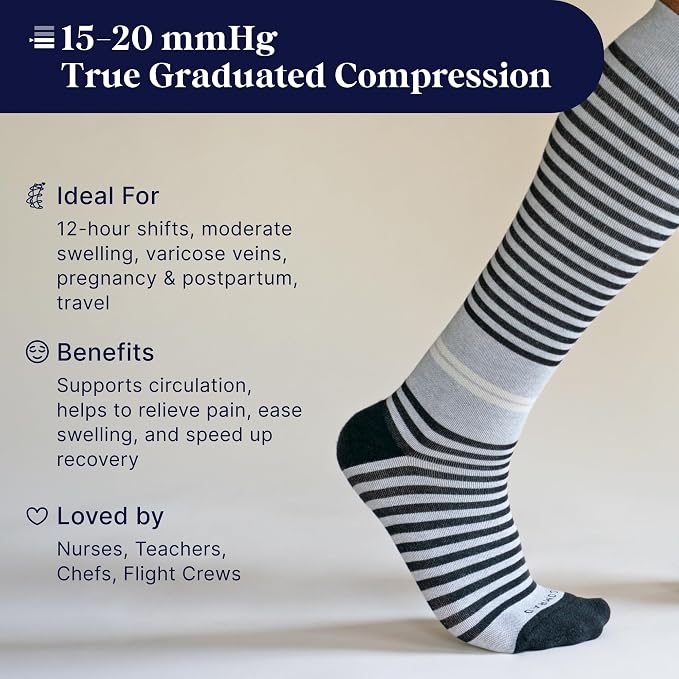 Premium Cotton Knee High Socks - 15-20mmHg Graduated Compression Socks - Soft & Breathable, Unisex - Image 4