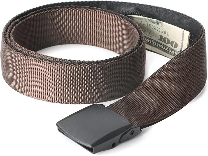 Travel Security Money Belt with Hidden Money Pocket - Cashsafe Anti-Theft Wallet Unisex Nickel free Nylon Belt by JASGOOD by JASGOOD