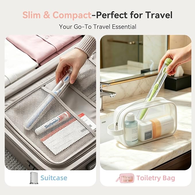 MOPMS Travel Toothbrush Holder Case 2PK, Leak-Proof Toothbrush Covers Caps | Durable crystal clear toothbrush case with leak-proof design. Keeps brushes clean for travel, camping and home use. - Image 7