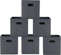 Yunkeeeper storage bins Cubes, Fabric Cube Organizer with Handle, Foldable Cube Bins for Cloth or Accessary Storage, 11x11x11, Set of 6, (Gray) by Yunkeeper