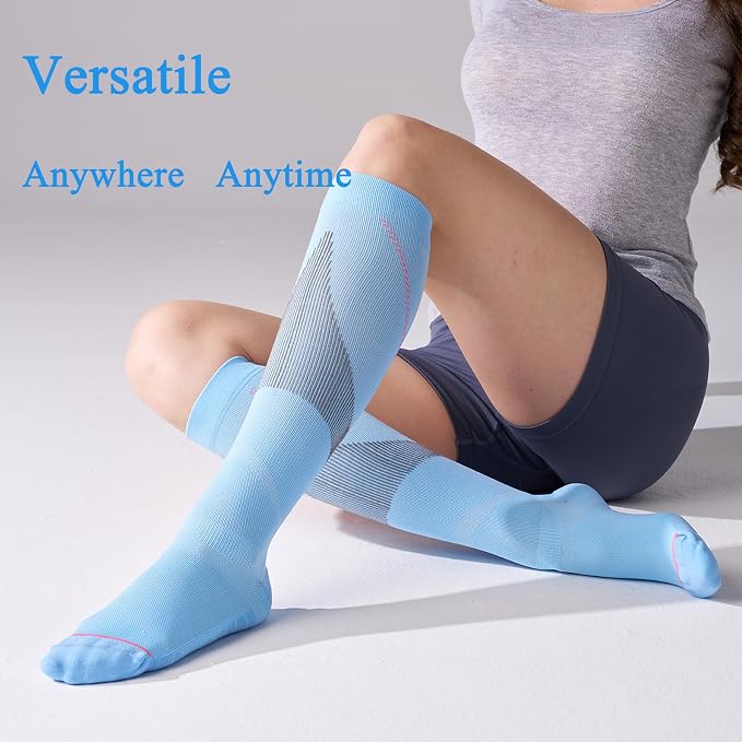 4 Pairs Compression Socks For Women and Men 20-30mmHg Graduated Compression Circulation Support Socks For Travel - Image 7
