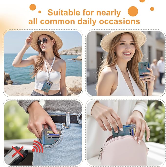 SEAVILIA Small Credit Card Holder for Women, Slim RFID Blocking Wallet | Cute Mini ID Card Case, Thin Minimalist Pocket Wallet, Gift for Girls, Boat - Image 3