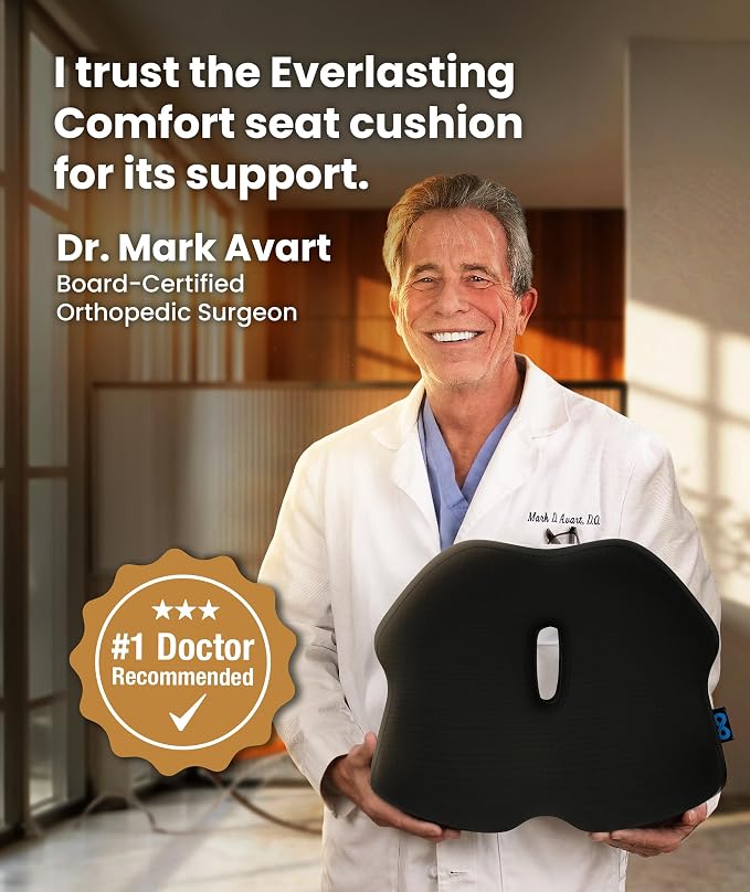 Everlasting Comfort Doctor Recommended Memory Foam Seat Cushion for Office Chairs & Car - Ergonomic Office Desk Accessories - Cushions for Tailbone Pain Relief, Sciatica (Dark Gray, Large) - Image 7