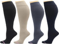 Dr. Motion 4 Pairs Women's Plus Size Wide Calf Compression Knee High Socks Graduated Support by Dr.+Motion