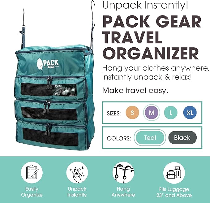 Hanging Carry-On Organizer - Our Fitted Hanging Luggage Organizer Perfectly Fits Any Carry On - Our Packing Cubes For Travel Use Mesh Windows to Make Finding Clothes Easy (Green, M) - Image 2