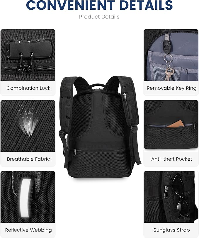 LOVEVOOK Large Laptop Backpack for Men,17.3Inch Heavy Duty Travel Backpack | TSA-Friendly with Anti-Theft,Carry On Flight Approved,College Work Bookbag,Water Resistant Business Backpack for Men Women - Image 5