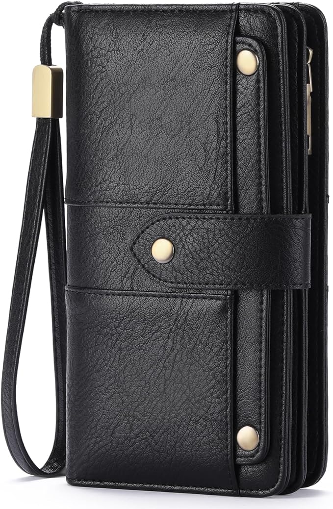 Wallets for Women Trifold Wristlet Wallets Large Capacity RFID Blocking Ladies Purse Credit Card Holder by FALANMULE