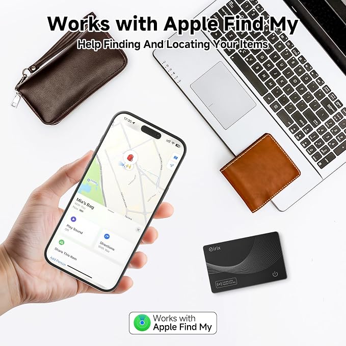 2026 [Apple MFi Certified] (iOS Only) Wallet Tracker Card, Rechargeable Thin Finder, Works with Apple Find My, IP68 Waterproof Item Locator for Luggage Tags, Passports, Phone (Black, 2 Pack) - Image 7