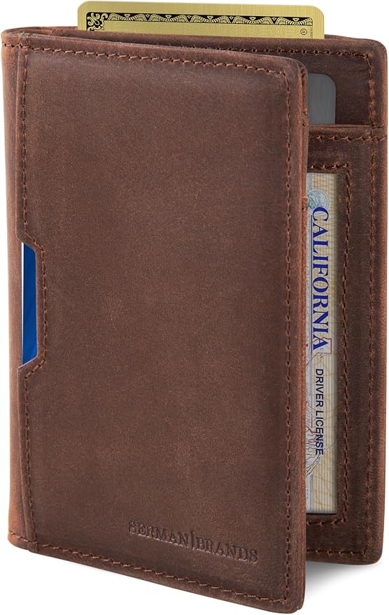 SERMAN BRANDS - Wallets for Men Slim Mens leather RFID Blocking Minimalist Card Front Pocket Bifold Travel Thin by SERMANBRANDS