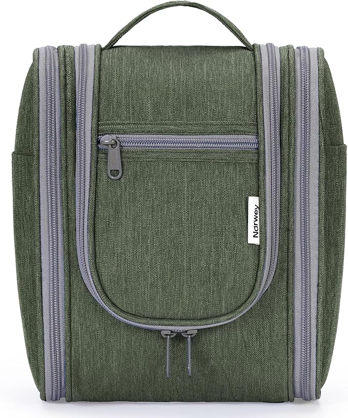 Narwey Small Hanging Travel Toiletry Bag Cosmetic Make up Organizer for Women and Men (Medium, Army Green) by Narwey