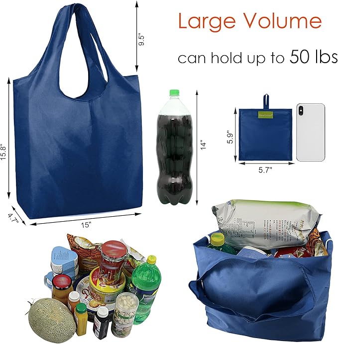 BeeGreen Foldable Travel Bag Reusable Gifts Bags - Reusable Grocery Bags Large Holiday Gifts Cloth Tote With Handles - Bulk Reusable Shopping Bags for Women (Beach Storage Washable Collapsible)​ - Image 3