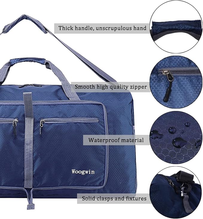 Woogwin Travel Duffel Bag Large Foldable Waterproof Overnight Bag for Beach Swim Bags Pool Sports Gym - Image 4