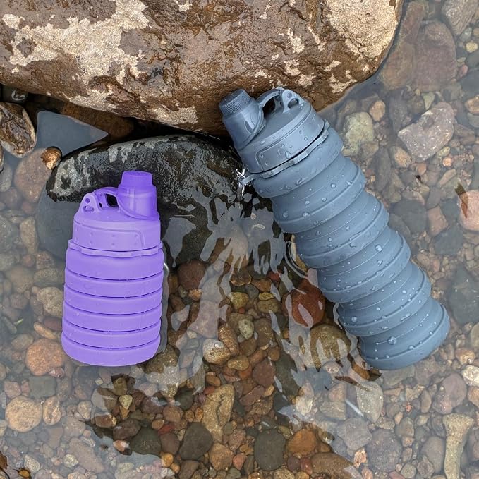 Collapsible Water Bottles Travel water bottle Sports Portable Sport Water Bottle Reusable Water Bottles comes with mountaineering Buckle 500ml silicone Water-proof camping water bottle by YCTMALL