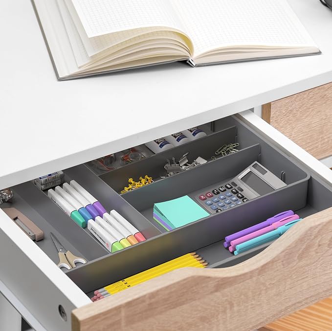 Simple Houseware Expandable Kitchen Drawer Flatware Organizer, Gray | Expandable Kitchen Drawer Flatware Organizer, Gray – Adjustable Cutlery Tray with 9 Compartments for Utensils and Silverware - Image 6