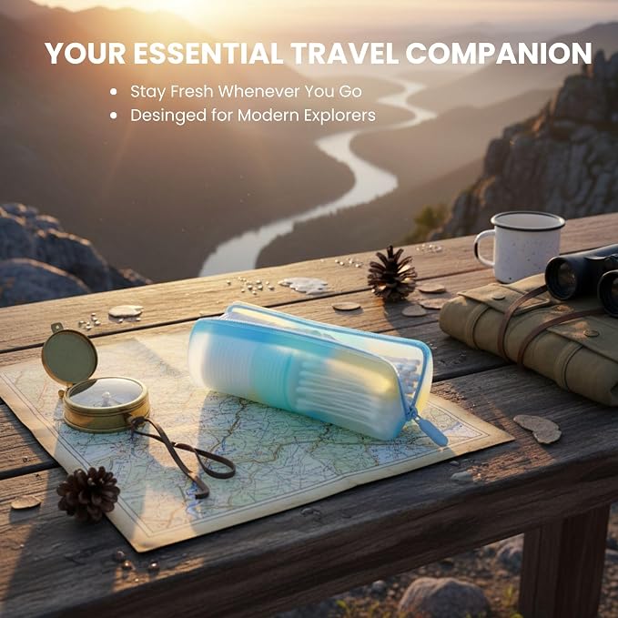 Cotton Round Swab Travel Case, 2-in-1 Beauty Organizer, (Ocean Breeze) - Image 8