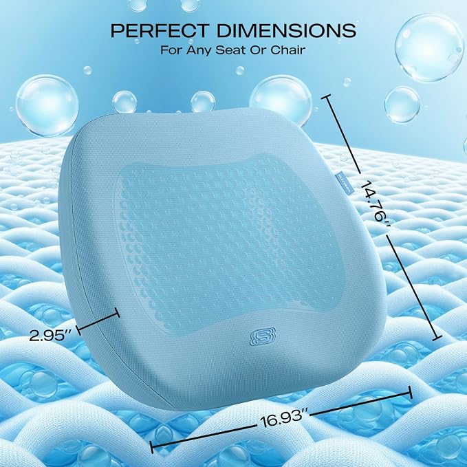 Skechers Seat Cushion Premium Gel & Memory Foam-Office Chair Cushion for Tailbone Pain Relief,Butt Pillow for Office Chair,Car seat Cushion,Long Sitting Office Workers,and Car Drivers,Blue - Image 5