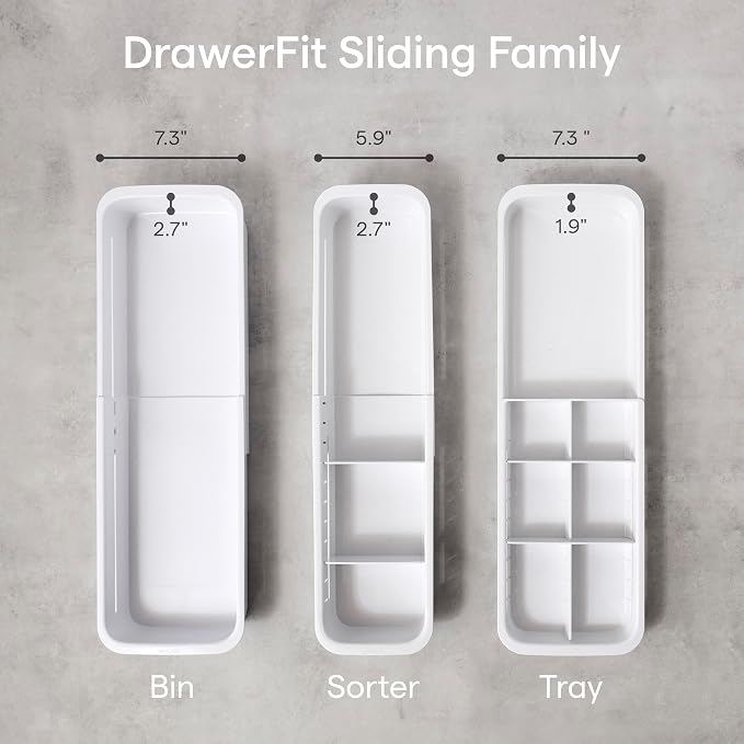 YouCopia DrawerFit Sliding Drawer Tray with Adjustable Dividers, Expandable Kitchen Storage Organizer, Speckled White - Image 8