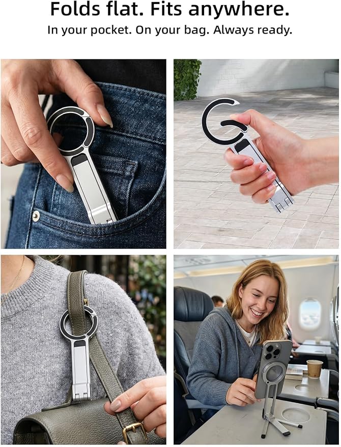 Mini Pocket Magnetic Phone Tripod – Aluminium Foldable Stand with Strong Magnet, Maglock Smartphone Tripod Compatible with iPhone 17 16 15 14 13 12 Series, Silver - Image 5