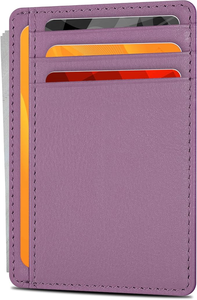 Slim Minimalist RFID Leather Wallet, Front Pocket Card Holder, Baby Pink by OakLeathers
